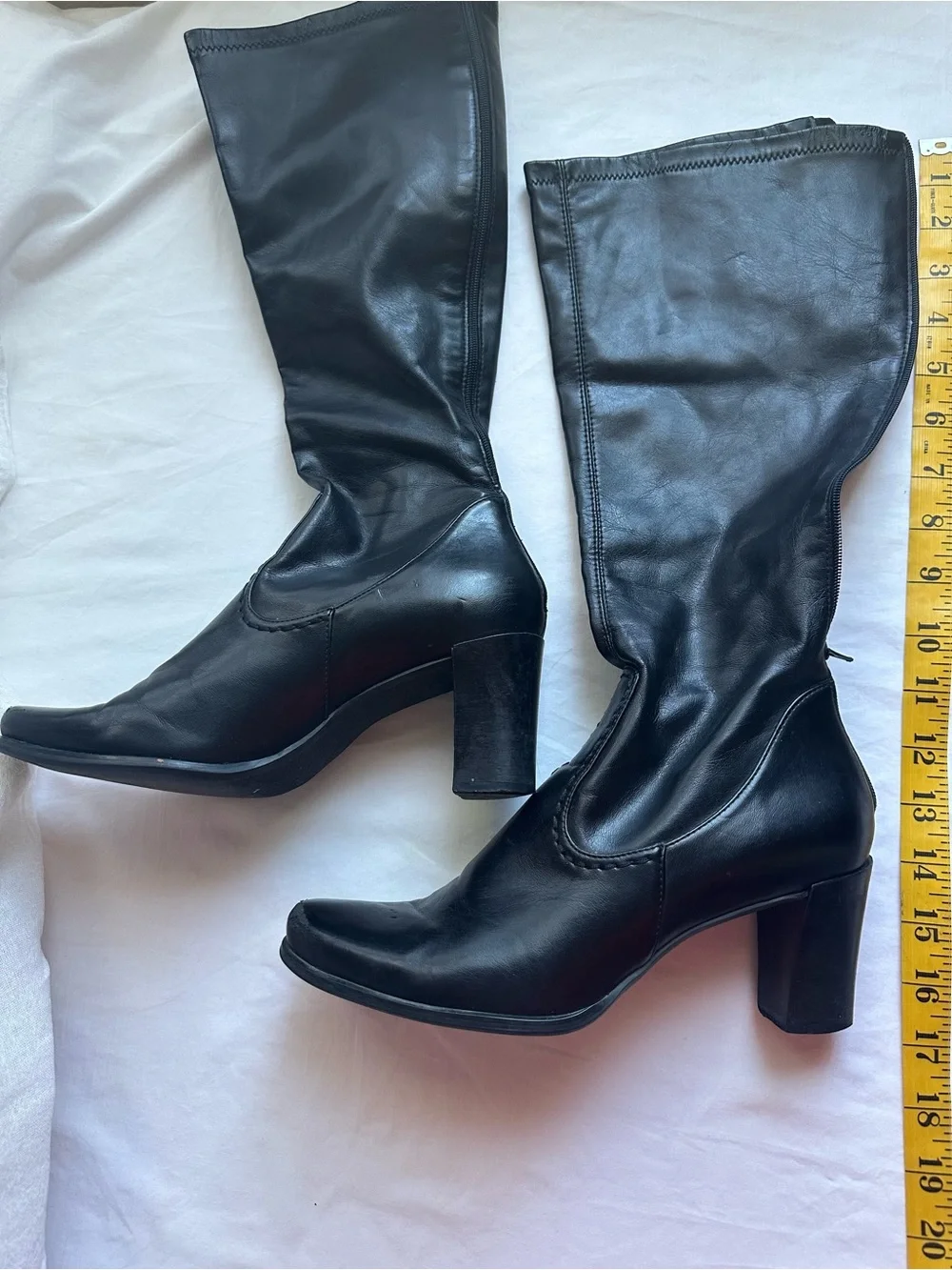 Franco Sarto Black Mid-Calf Block Heel Boots, Size 7.5 M